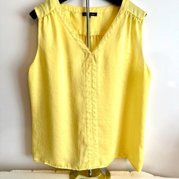 Violet & Claire Size XL Yellow Relaxed Sleeveless Blouse Career Colorful Dainty - Picture 1 of 9